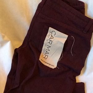 Carmar burgundy ripped boyfriend jeans